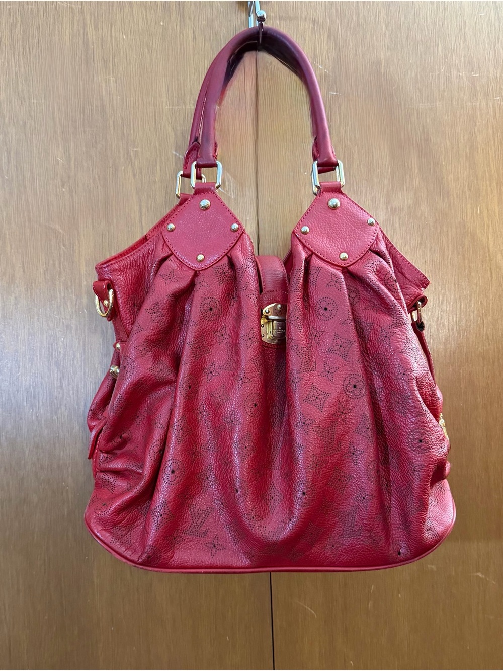 Authentic Louis Vuitton Mahina Large hobo bag- RED.